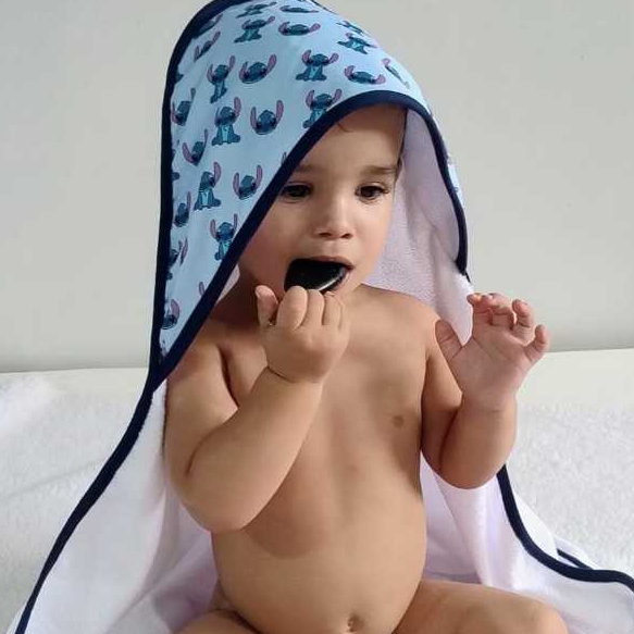 STITCH Toalha de Banho Bebê com Capuz Estampado Bebê - Lançamento bebe