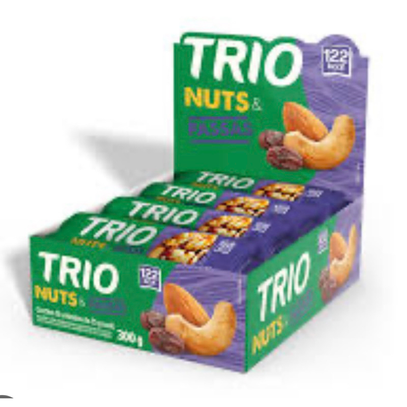 Barra de Cereal Trio Nuts Castanhas Inteiras  kit com  120 - Côco, banana, passas,cacau ou sortidos em Oferta na Shopee