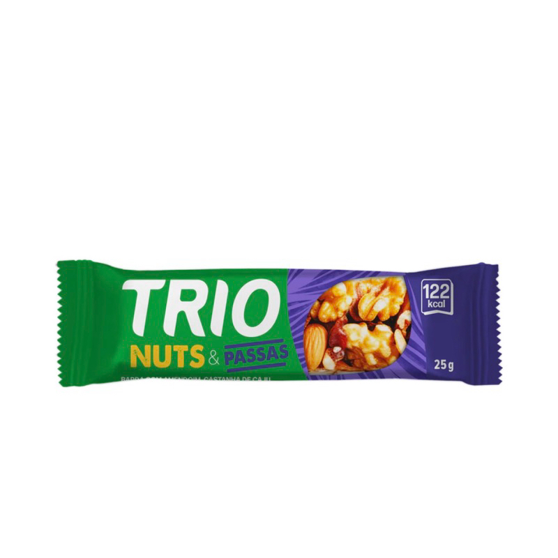 Barra de Cereal Trio Nuts Castanhas Inteiras  kit com  120 - Côco, banana, passas,cacau ou sortidos