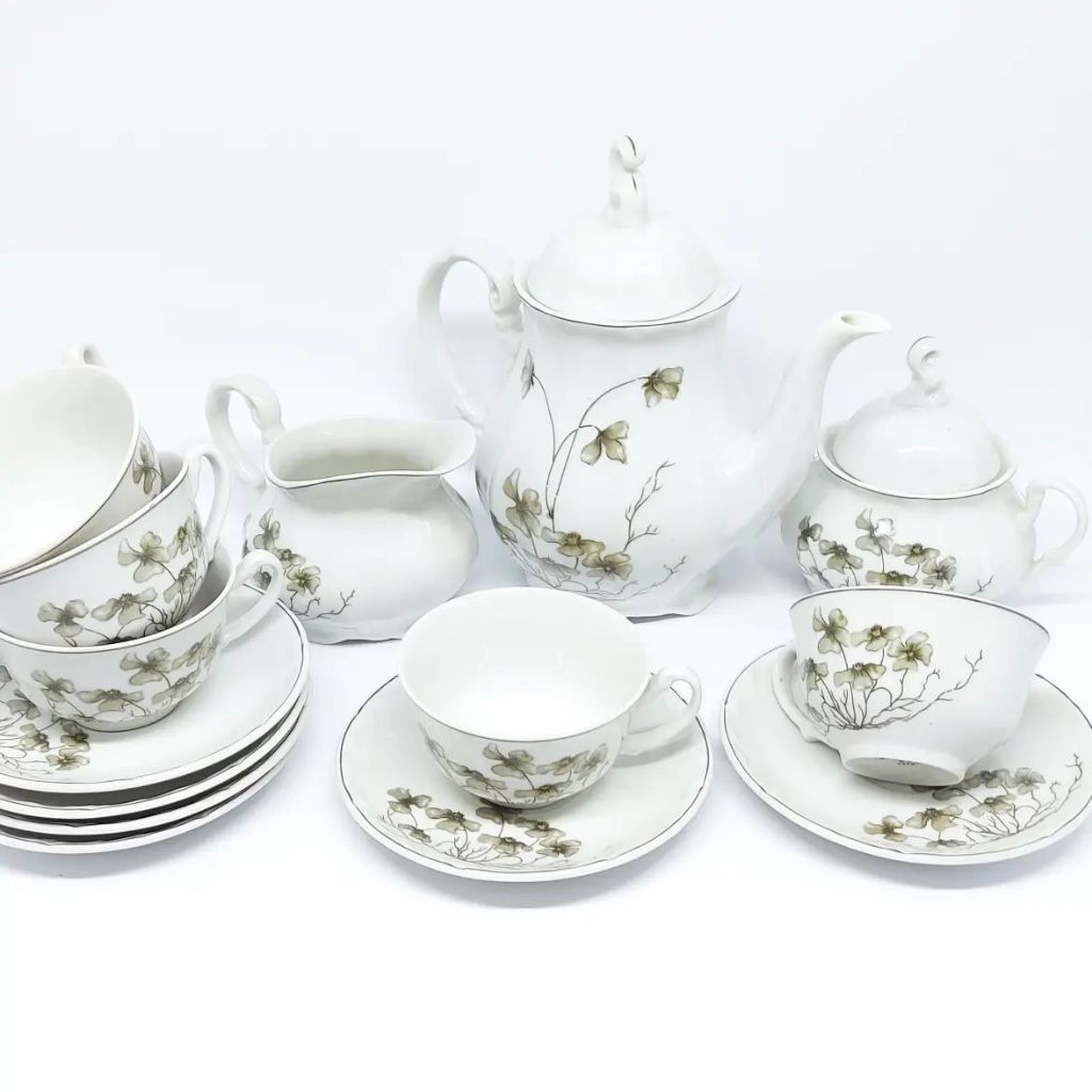 Jogo para chá em porcelana Steatita.