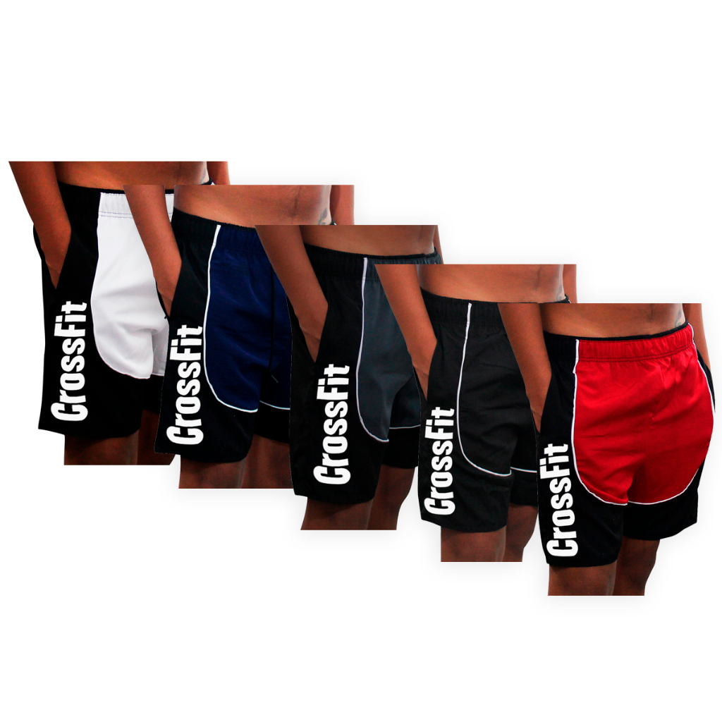 Kit 5 Shorts Masculino Crossfit Duas Cores Elastano Treinos Academia