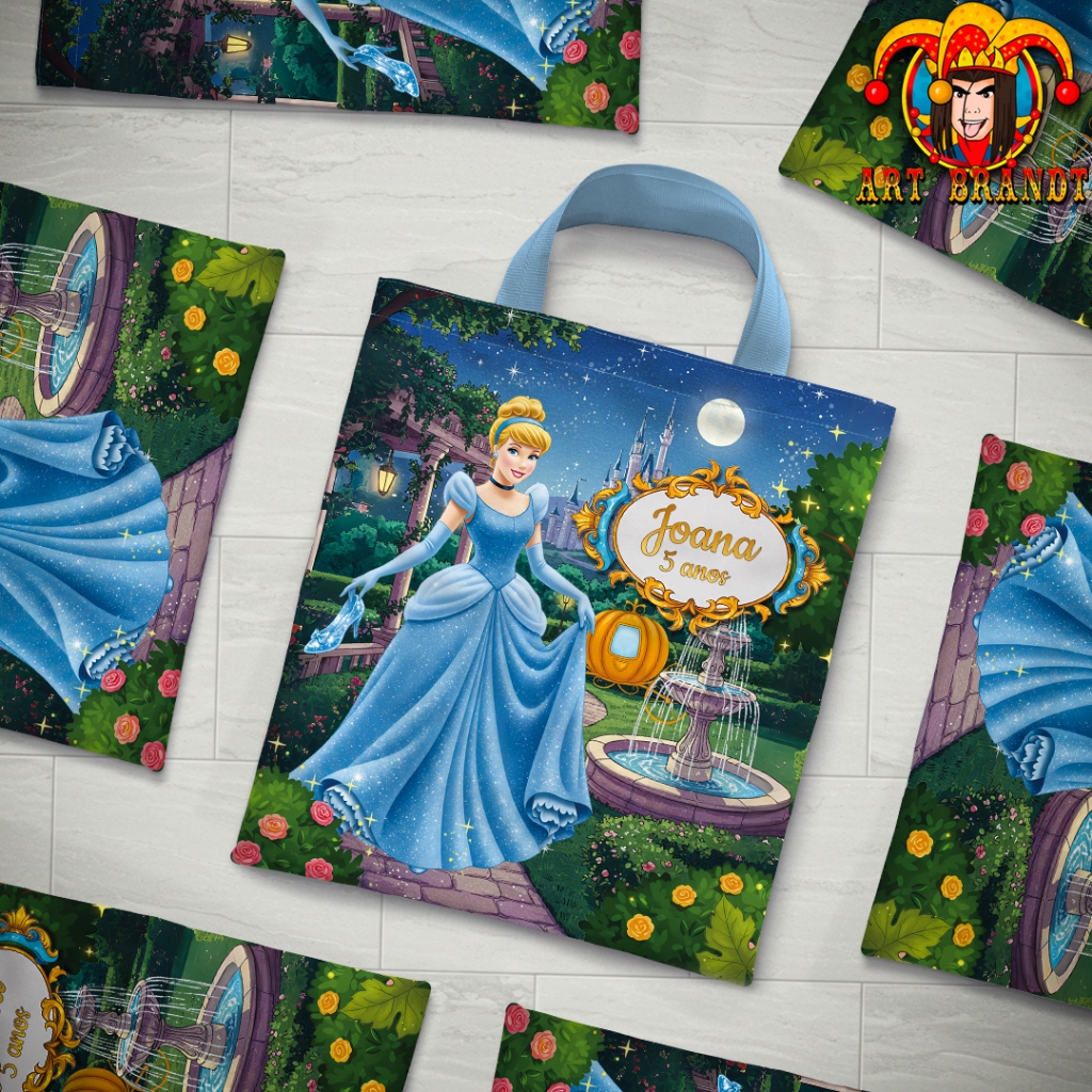 kit com 10 bolsas personalizadas sacolinha  de festa Cinderela, princesas