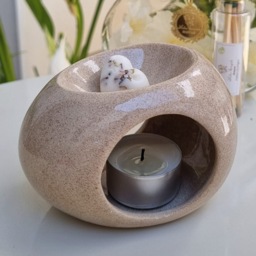 Rechaud Aromatizador Oval P/ Óleos Essenciais E Wax Metls Areia