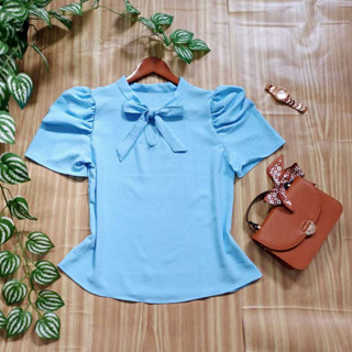 Blusa Feminina Laço Gravatinha Manga Princesa Social em Oferta na Shopee