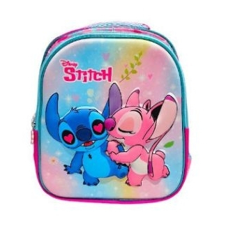 Mochila Stitch Escolar Creche, Desenho 3d Primeira Línea Importada A.32cm. X L28cm.