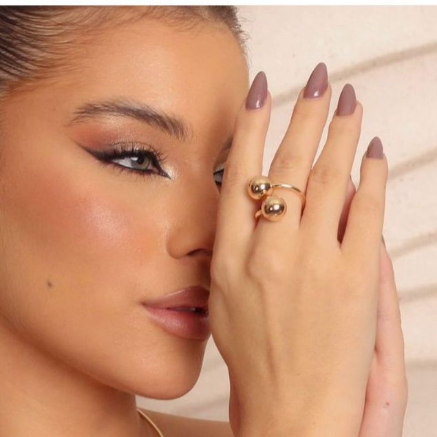 Anel De Bola De Aço Inoxidável Grande E Pequeno É Adequado Para Uso Diário Feminino em Oferta na Shopee