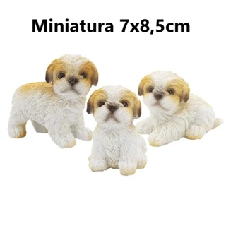 CACHORRO MINIATURA RESINA ENFEITE  SHIH TZU COLECIONÁVEL 7X8,5CM PUG GRATIDÃO em Oferta na Shopee