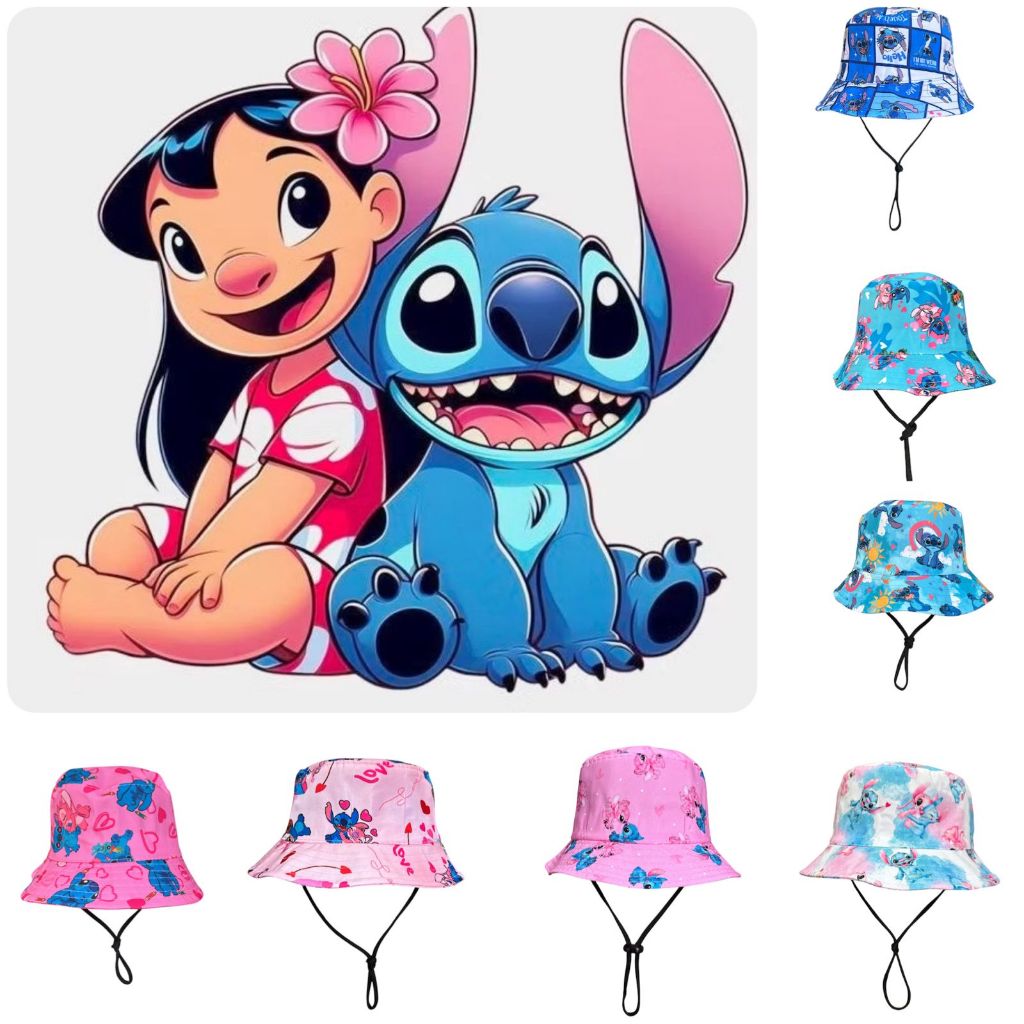 Chapéu M Bucket  Hat Ohanna Lilo Stitch Infantil Cata Ovo Proteção Solar Unissex C/ Ajuste 5-10 Anos