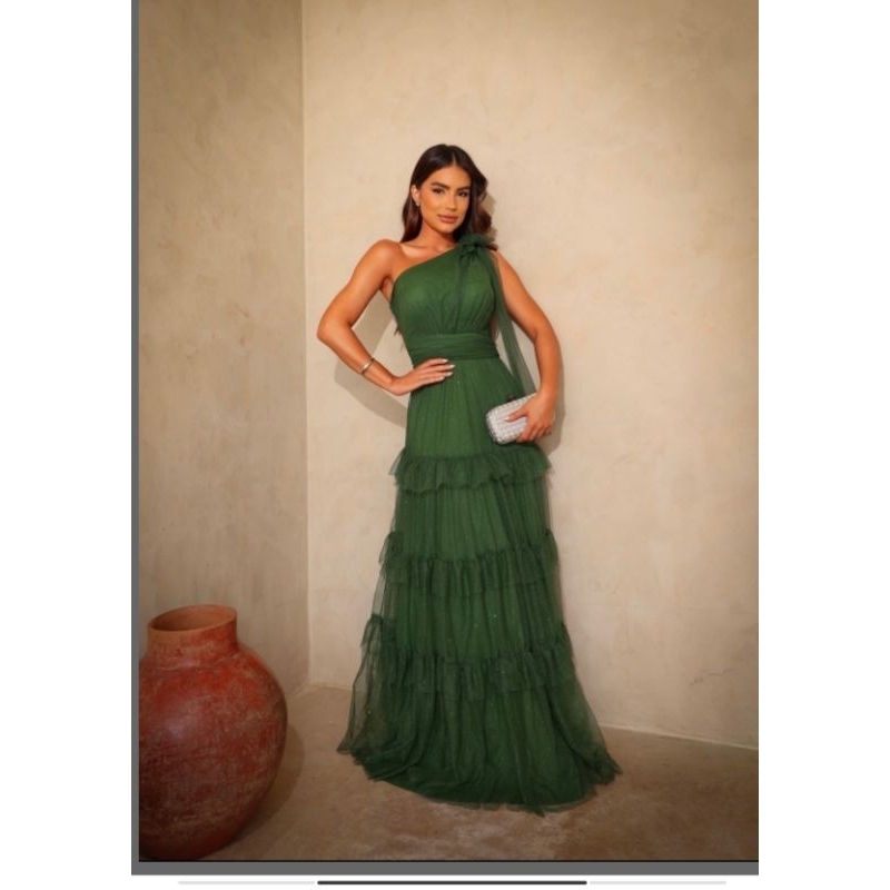vestido de tule brilhoso de madrinha, formaturas