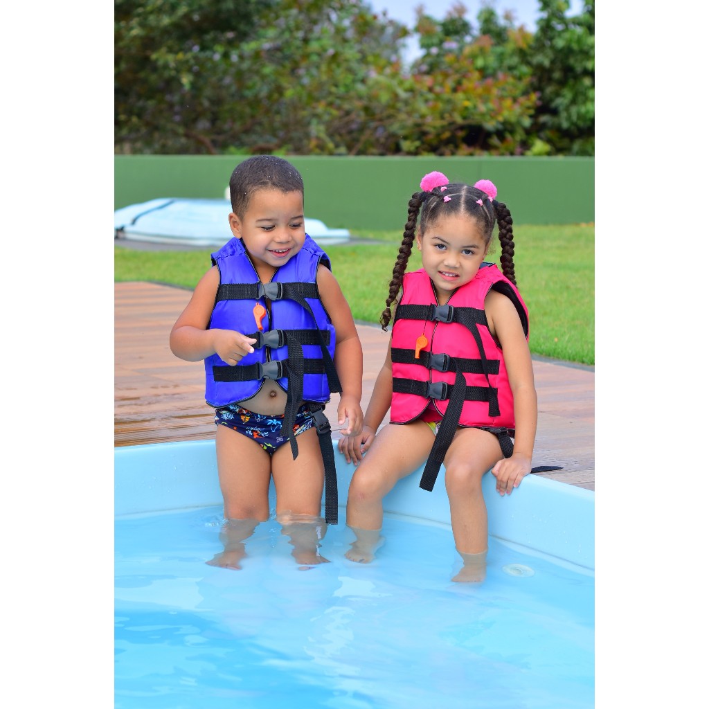 Colete Salva Vidas Infantil, Camuflado Rosa , Azul 15a60 quilos