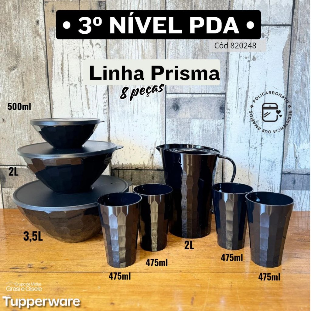 Tupperware PDA Prisma Preto - peças unitárias