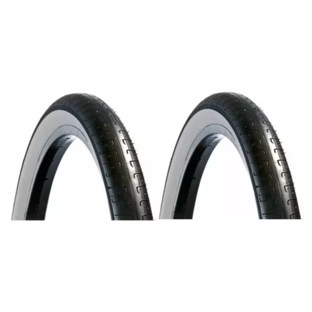Par Pneu Bicicleta Paco Bike Aro 26 X 1.90 Slick Com Faixa Branca