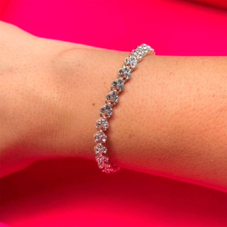 Pulseira Feminina Bracelete Coração Cravejado Zircônia Banhada a Prata - Envio Imediato em Oferta na Shopee