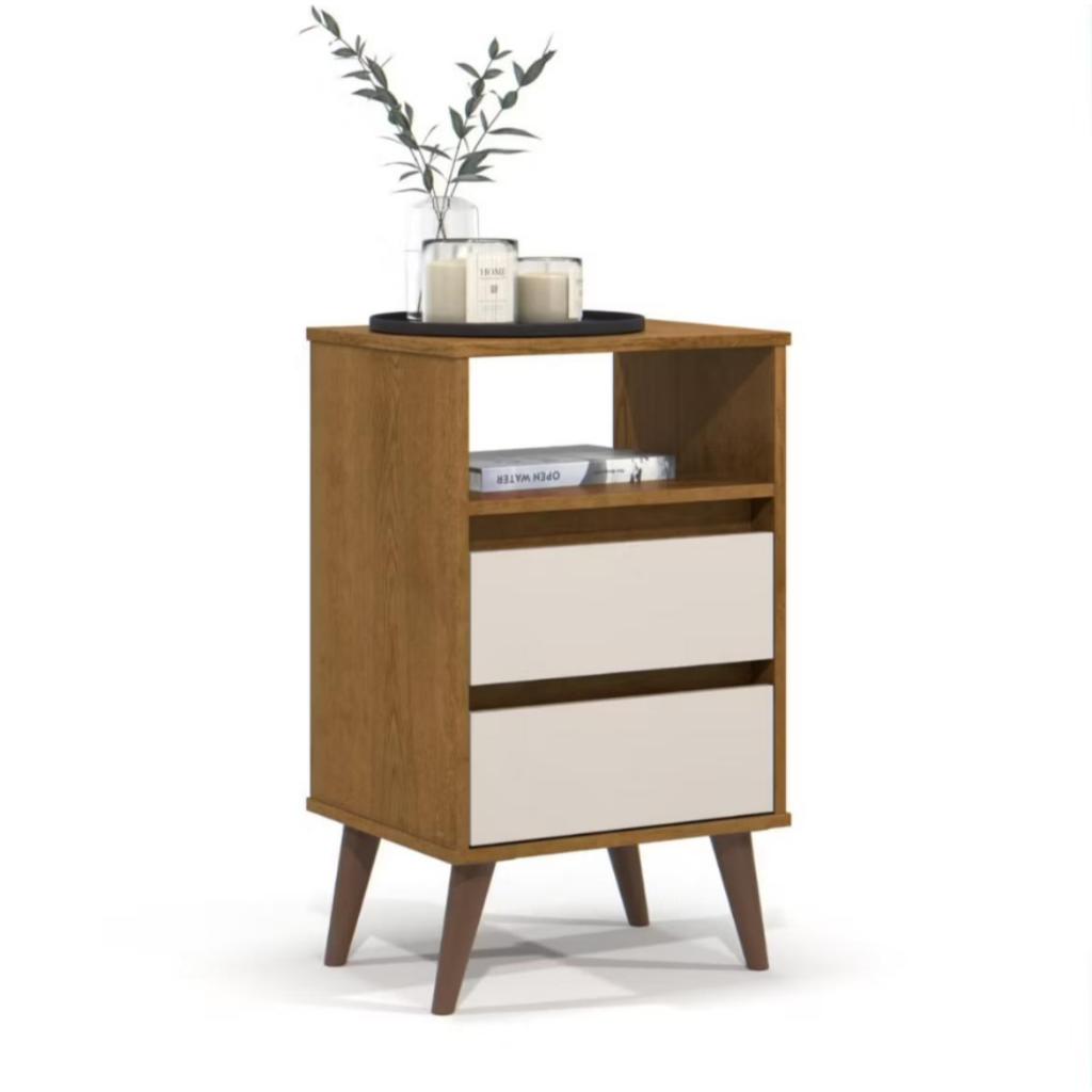 Mesa De Cabeceira Roma 2  Ej Moveis Gavetas Retro Criado Lateral Para Quarto
