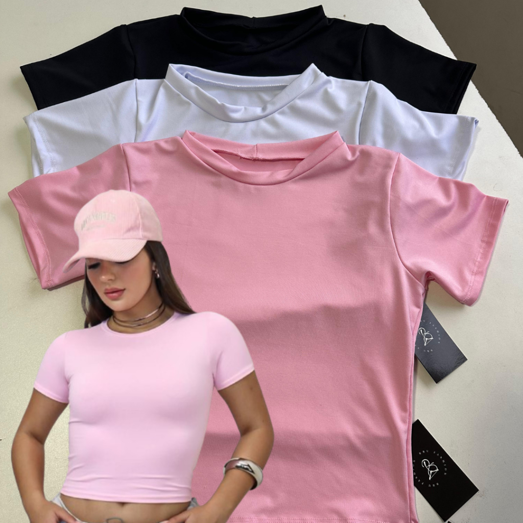 Kit blusa academia suplex feminina basico dia a dia manguinha baby tee blusinha em Oferta na Shopee