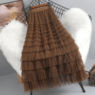 Saia de malha temperamento saia de bolo em camadas em Oferta na Shopee