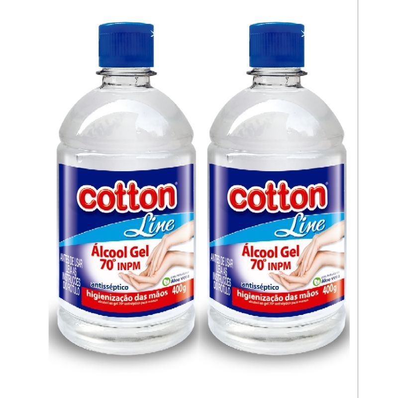 Àlcool em Gel 70 Cotton Line Kit C/ 2 Potes 400g Cada