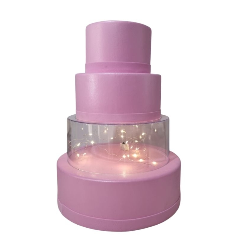 Bolo Fake Para Decorar Com Base Acrílica e Led