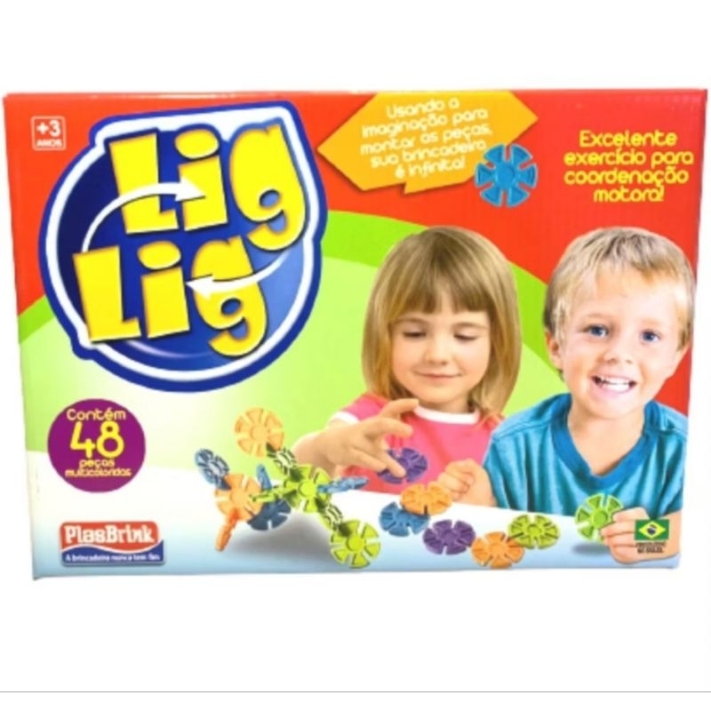 Brinquedo de Montar Encaixe Lig Lig 48 peças Didático Pedagógico Aprendizagem  Didático Educativo.