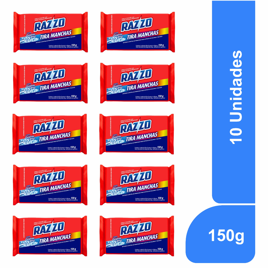 Sabão Barra Razzo Tira Manchas Kit 10 Unidades