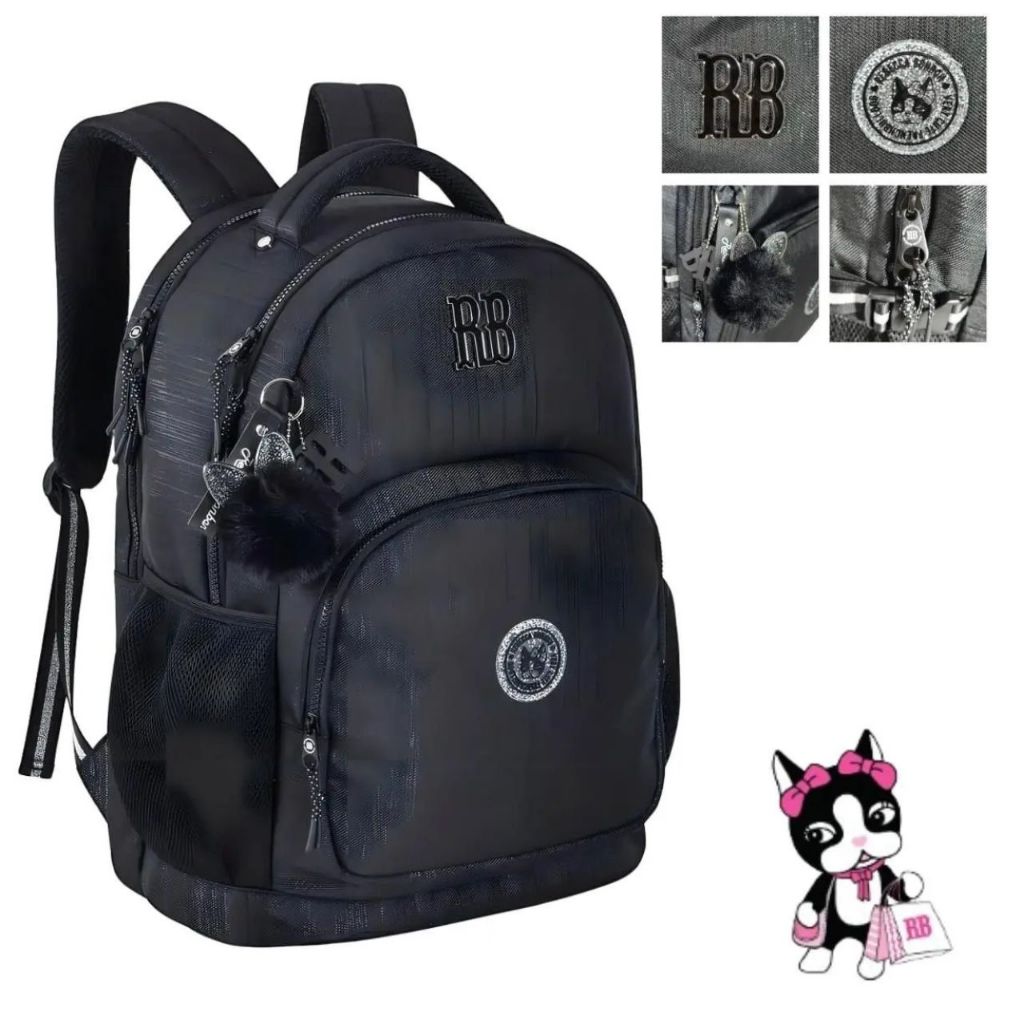 Mochila Costa Rebecca Bonbon Preta Rb24527 Clio Style em Oferta na Shopee