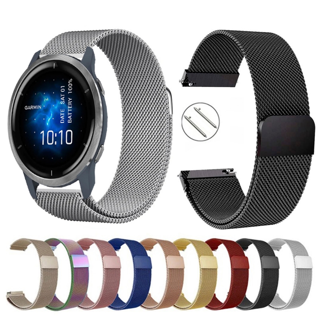 Pulseira de 22mm milanesa aço inox para Smartwatch Garmin Venu 2 (45mm) de Engate Rapido