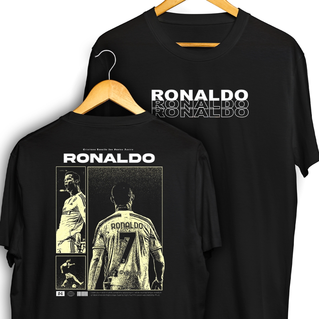 Camiseta Cristiano Ronaldo Cr7 Brutalism Frente e Verso Camisa Futebol 100% Algodão