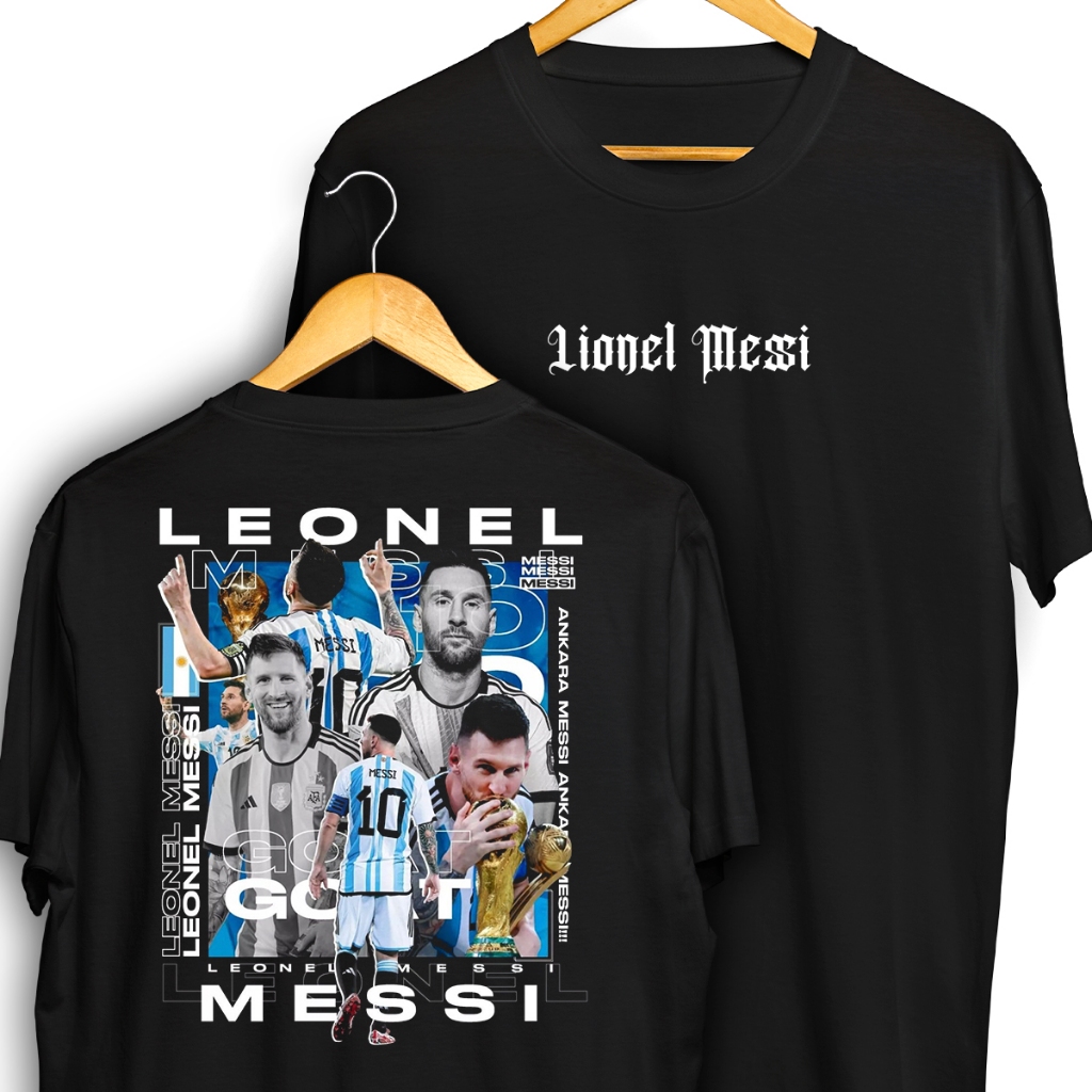 Camiseta Lionel Messi Goat Frente e Verso Streetwear Blusa Camisa Futebol 100% Algodão