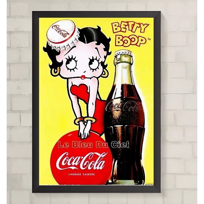 Quadro - Betty Boop - Coca Cola - Decora - 24 Cm X 33 Cm