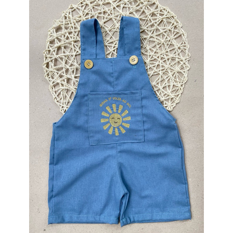 jardineira linho primeira volta ao sol - 365 sorrisos