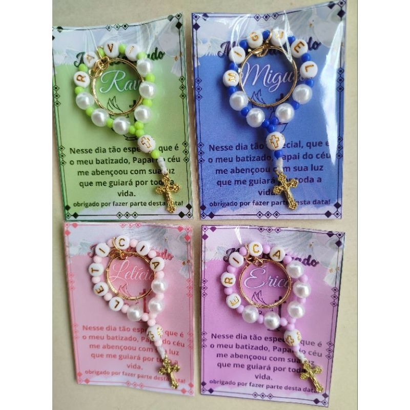 lembrancinha mini terço chaveiro personalizado, lembrancinha batizado, maternidade... lembrancinha personalizada