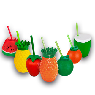 KIT COPOS FRUTAS COM CANUDO FESTA TEMATICA TROPICAL POOL PARTY TARDEZINHA DECORATIVO LEMBRANCINHAS em Oferta na Shopee