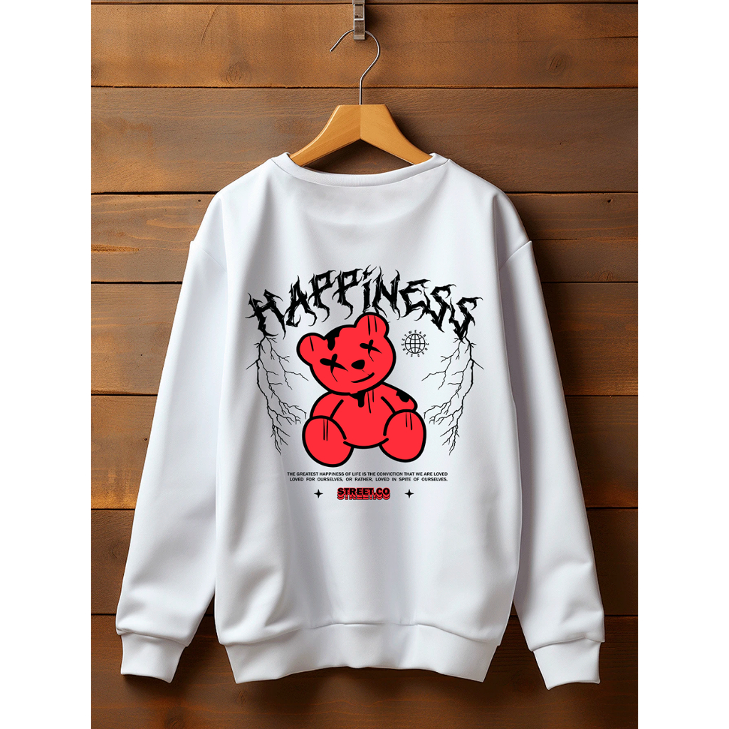 Moletom Gola Redonda Unissex Urso Blusa De Frio Basico Careca Casaco Feminino e Masculino Flanelado