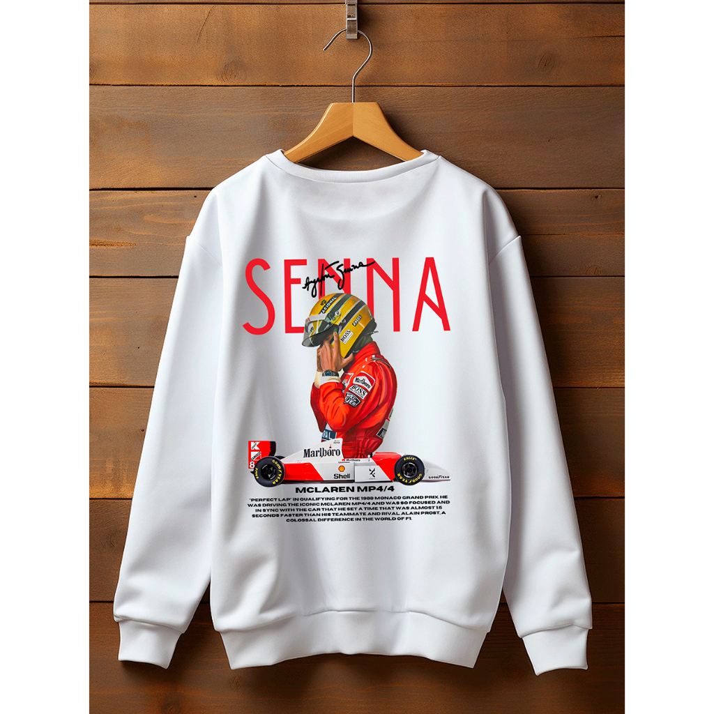 Moletom Gola Redonda Unissex Blusa De Frio Basico Careca Casaco Feminino Masculino Flanelado Ayrton Senna Algodão