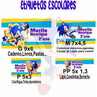 kit Etiquetas Escolares Sonic Personalizadas (FAZEMOS TODOS OS TEMAS) em Oferta na Shopee