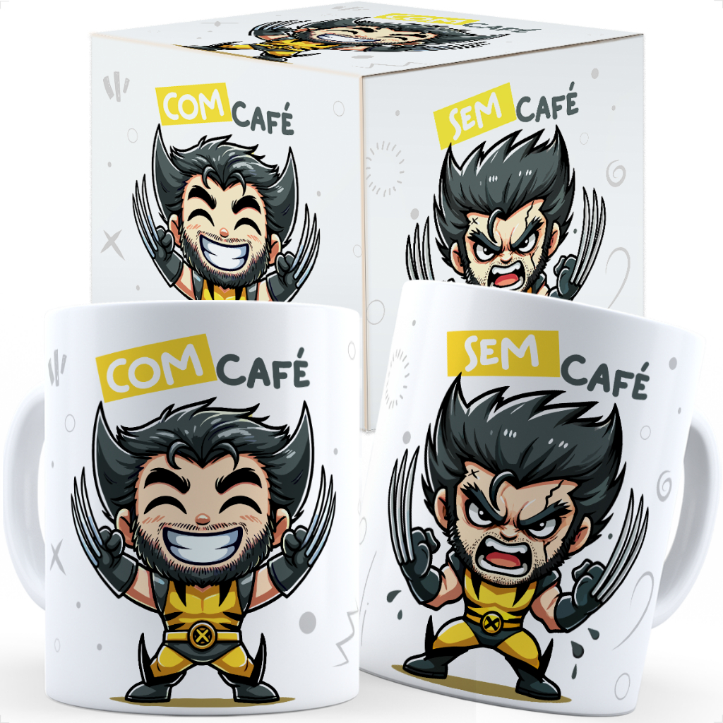Caneca Wolverine Com Cafe Sem Cafe Com Nome Caixa Personalizada