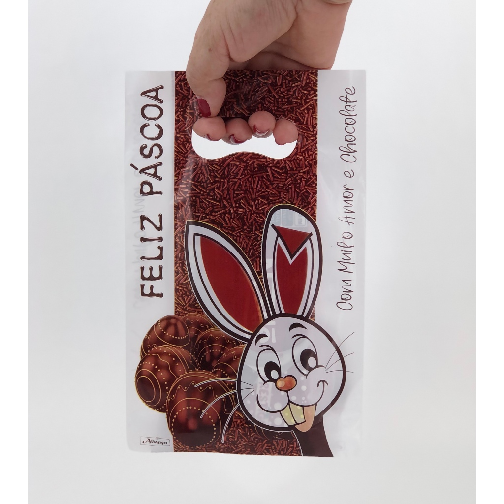 Sacola Boca de Palhaço Feliz Páscoa 0,8 50 unidades
