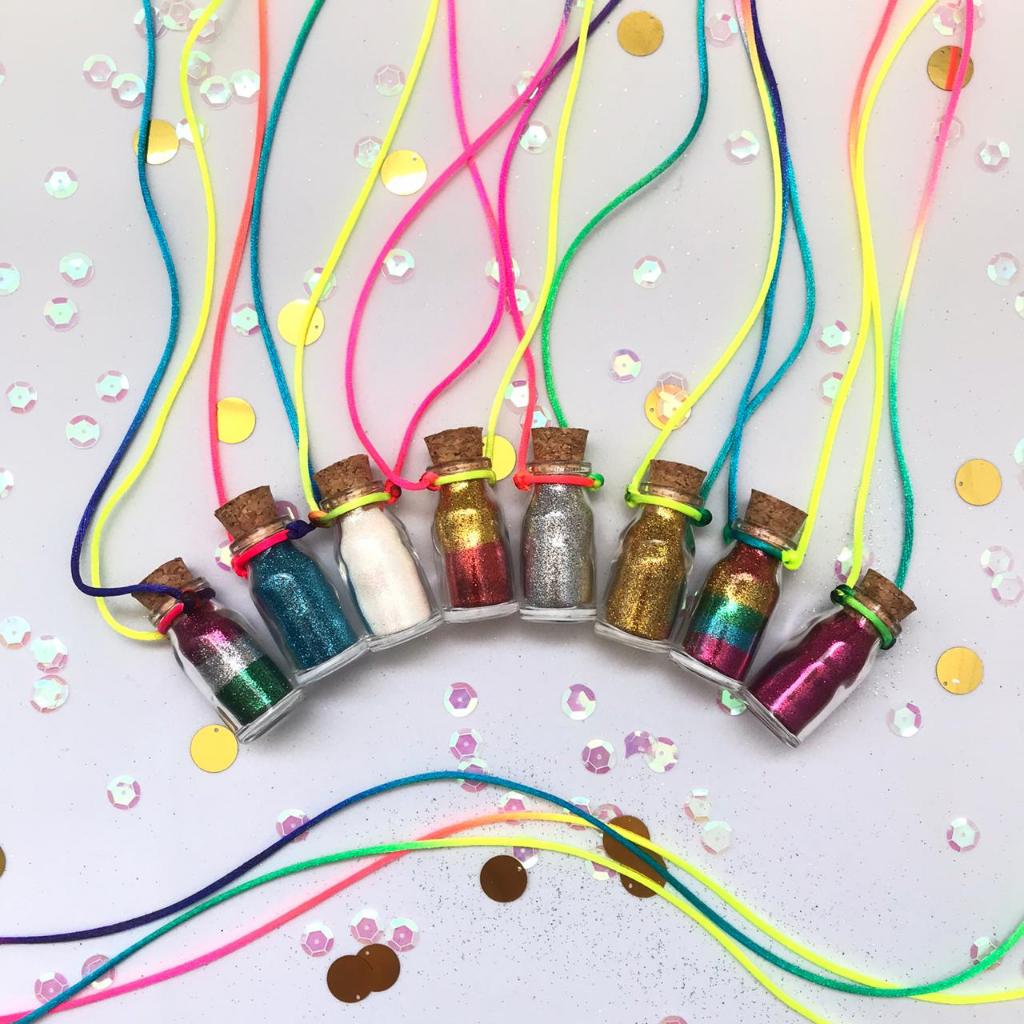 Colar de Glitter cores sortidas Carnaval 2025 Adereço de carnaval