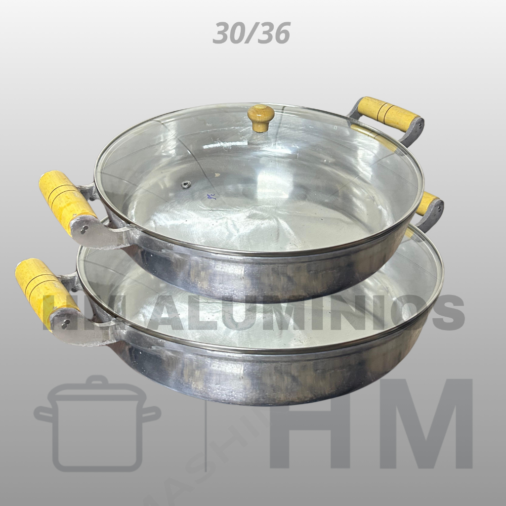 Imagem Jogo de Frigideiras em Alumínio Grosso Fundido com Tampa de Vidro ou Alumínio 30/36 /LINHA PREMIUM