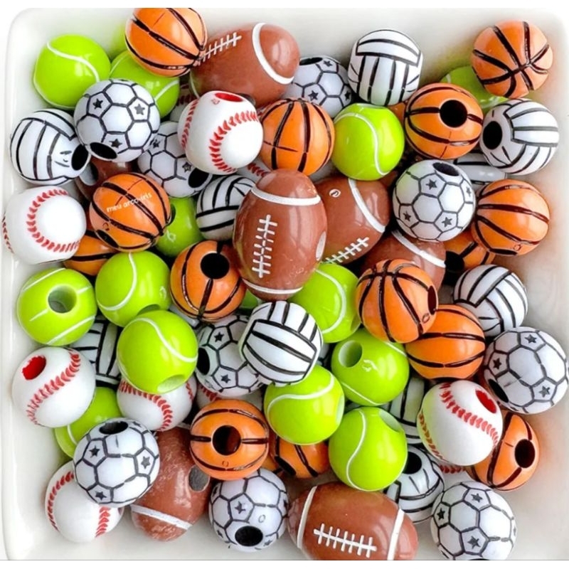 Miçangas Bolinhas Esportes ABS – Kit com 50 Unidades