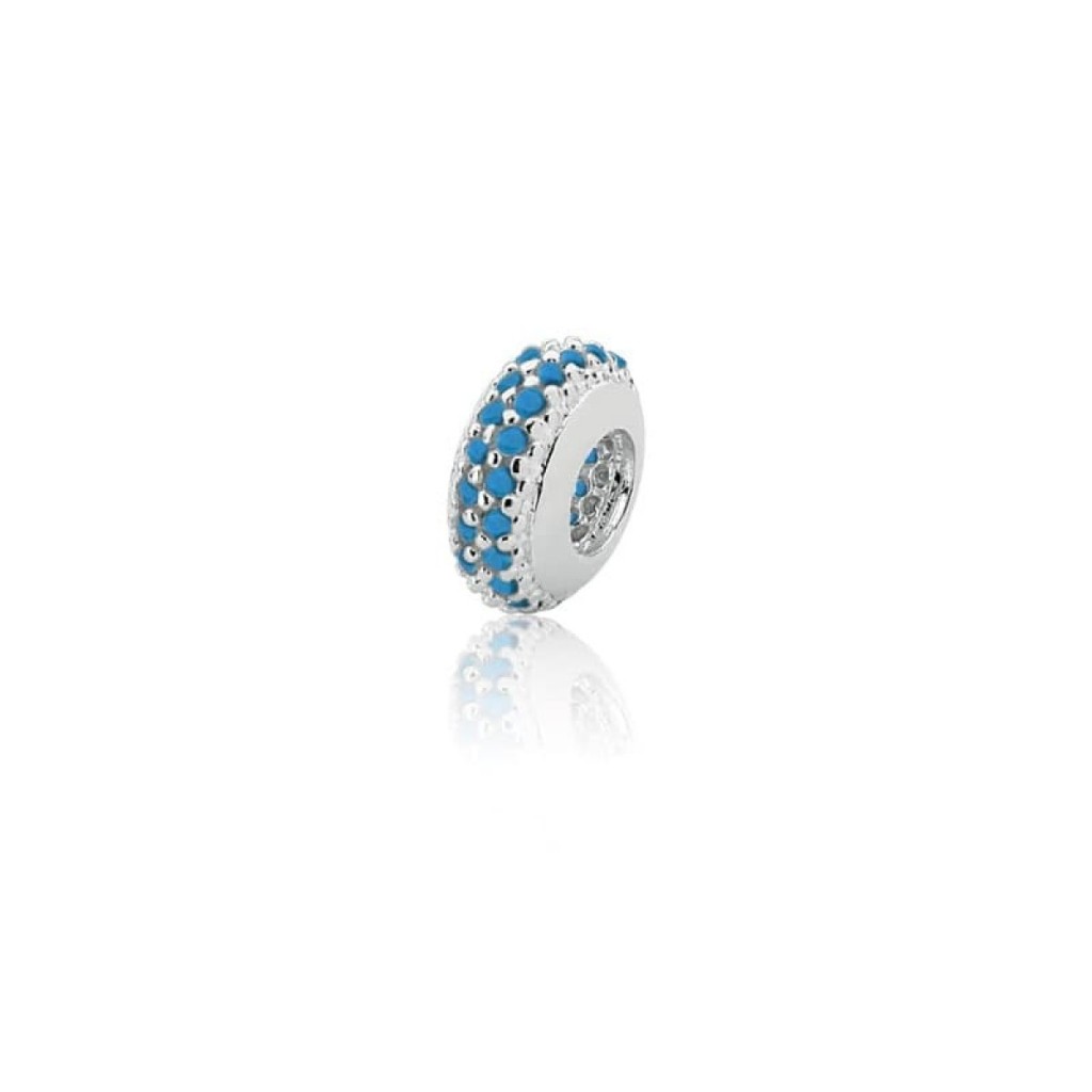 Berloque Separador 5mm Zircônia AZUL TURQUESA PRATA 925