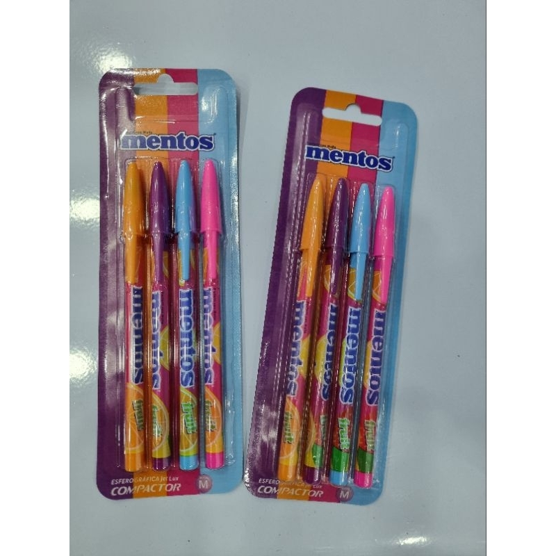 Caneta Esferográfica Colorida Mentos 4 Cores / Papelaria  / Material Escolar