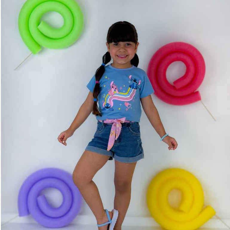 Cropped infantil menina Stitch Modinha Infantil Menina Blogueira Blusa Infantil Menina Croped Stitch Infantil