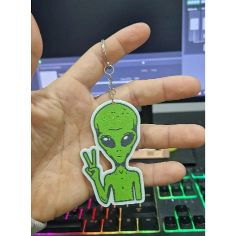 [O MAIS BARATO+ENVIO RÁPIDO!] Chaveiro ET Amor e Paz - Alien - E.T. Peace and Love - Extra Terrestre - 3D