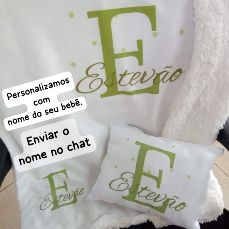 Kit Manta personalizada + travesseirinho/ cobertor/bebê/presente/ chá de bebê/maternidade