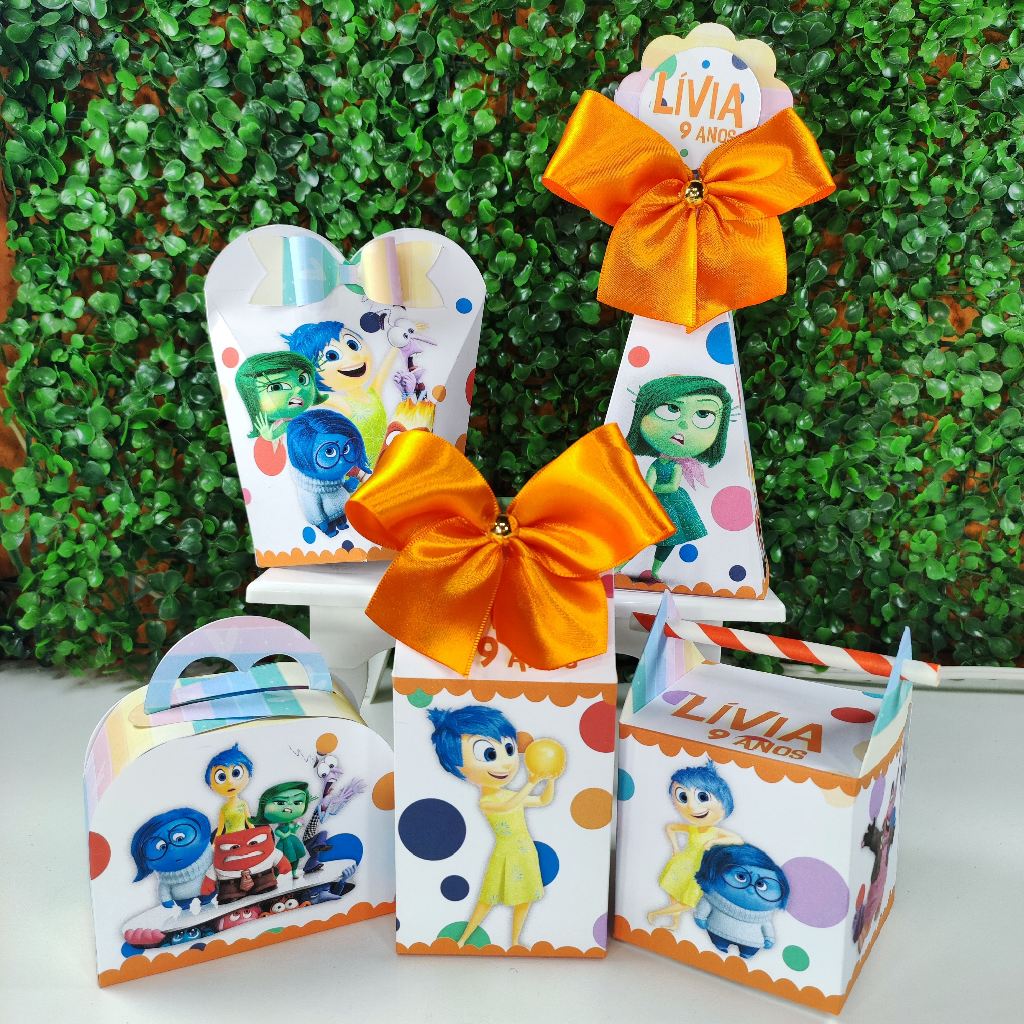 Caixinhas Personalizada Divertidamente Laranja Lembrancinha Kit Festa Pegue e Monte