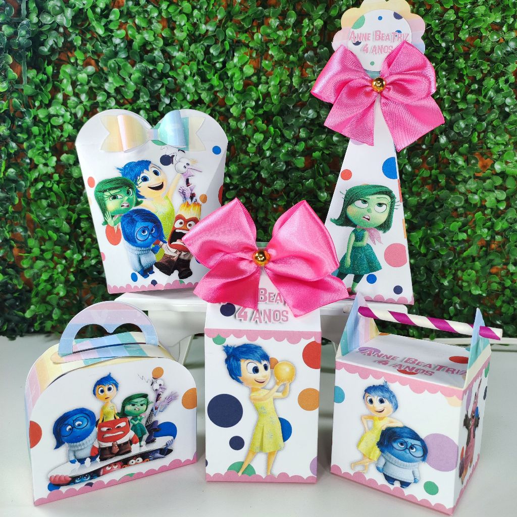 Caixinhas Personalizada Divertidamente Rosa Lembrancinha Kit Festa Pegue e Monte