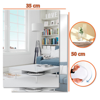 Kit 2 Espelhos Decorativo 50x35cm Retangular Com Adesivo Auto Colante Acrílico Promoção Top em Oferta na Shopee