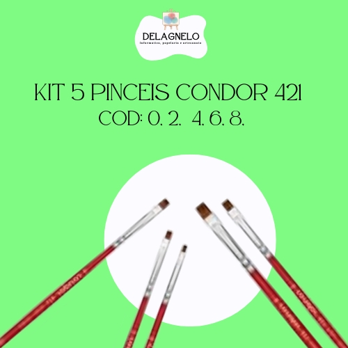 Kit 5x Pincel Condor 421 Chato Orelha De Boi Ref.0,2,4,6,8 em Oferta na Shopee