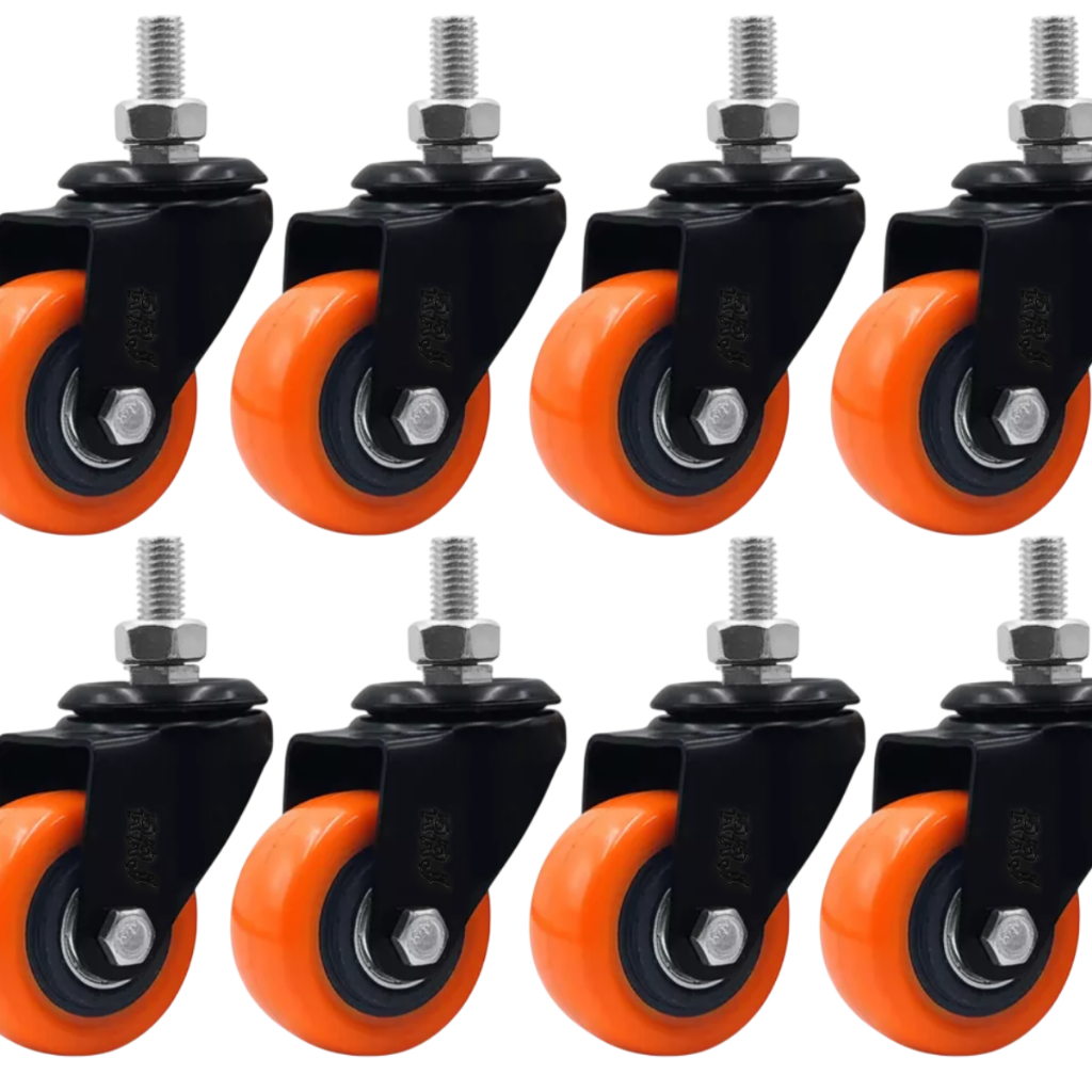 Kit 8 Rodas Rodizio com Parafuso Espiga Rodinhas para Moveis Giratoria Reforçada Antiruido PVC RRJ em Oferta na Shopee